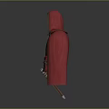 Red Hooded Cloak As Daily Living Essential With Brown Lining Belt And Small Pouch