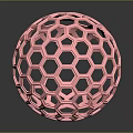 Pink Hollow Sphere With Hexagonal Lattice Design On Black Background And Reflective Surface 3d model