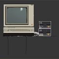 Vintage Computer System With Monitor Keyboard Mouse And External Storage Drives