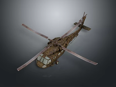 Camouflage Helicopter Model Featuring Rotors Detailed Fuselage And Military Design 3d model