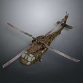 Camouflage Helicopter Model Featuring Rotors Detailed Fuselage And Military Design