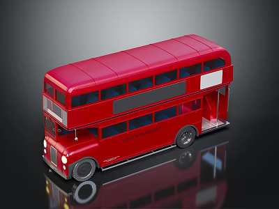 Red Double Decker Bus With Classic Two Story Structure And Shiny Red Exterior 3d model