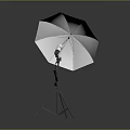 Computer Studio Lighting Setup With White Umbrella And Tripod Stand 3d model