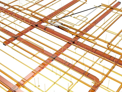 Structural Steel Components Featuring Interconnected Cross Frames For Construction Projects 3d model