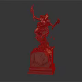 Mythical Warrior Character Wielding Double Axes On Flame Rock Base In Action Pose 3d model
