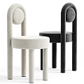 Modern Leisure Accent Chairs with Beige and Black Upholstery Round Backrest and Cylindrical Legs