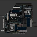 Futuristic Multilayer Tower Building Model With Digital Screens And Neon Lights