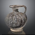 Vintage Handcrafted Earthenware Vase Sculpture Carving With Traditional Design And Handle