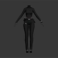 Black Tactical Full Body Suit With Long Sleeves Gloves And Utility Belt