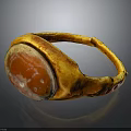 Handcrafted Wooden Ring With Red Stone Inlay And Natural Wood Texture