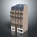 Brick Exterior Residential Building With Multiple Floors Balconies Dark Roof And White Base