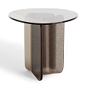 Modern Round Glass Top Coffee Table With Brown Textured Base Design 3d model
