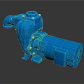 Blue Industrial Water Pump With Motor Housing And Compact Base Design