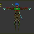 Detailed Sci Fi Game Movie Character In Mechanical Armor With Backpack Sword Arms Outstretched Pose