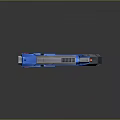 Blue Futuristic Sci Fi Pistol With Metallic Finish And Red Accents