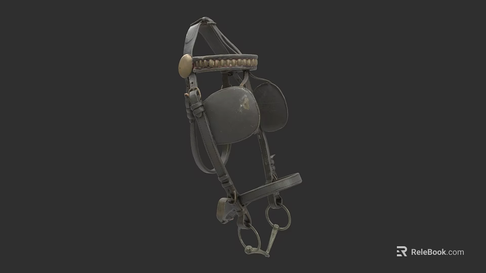 Vintage Leather Horse Harness With Metal Buckles Decorative Studs And Straps 3d model 