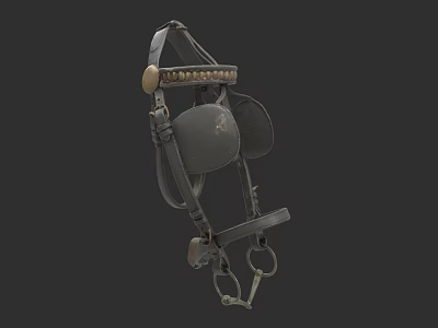 Vintage Leather Horse Harness With Metal Buckles Decorative Studs And Straps 3d model