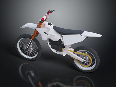 White Dirt Bike Featuring Modern Design Black Seat Orange Forks And Black Tires 3D Render 3d model