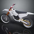 White Dirt Bike Featuring Modern Design Black Seat Orange Forks And Black Tires 3D Render