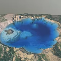 Beautiful Garden Landscape With Blue Lake And Rocky Edges Surrounded By Lush Vegetation