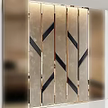 Elegant Luxury Bed Background Wall With Gold Accent Strips And Geometric Pattern Design
