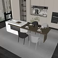 Modern Nakajima Dining Table and Chair Combination Sideboard 3d model