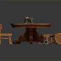Cozy Round Wooden Dining Table With Matching Chair And Tabletop Items