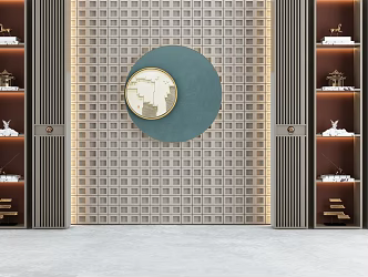 New Chinese background wall 3d model