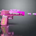 Decorative Pink Gun Featuring Heart Star Wing Accents White Drizzle Design And Pink White Capsules 3d model