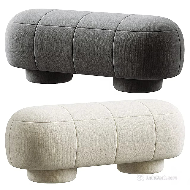 Gray and Beige Lazy Sofa With Segmented Design Cylindrical Legs Comfortable Modern Style 3d model