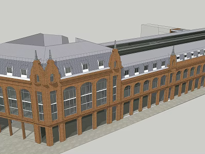 European Style Architecture With Red Brick Exterior Pointed Spires And Arched Windows 3d model