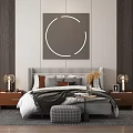 Modern background double bed 3d model