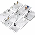 Modern White Ceramic Kitchen Sinks With Various Designs And Functional Drainboards 3d model