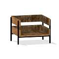 Modern Minimalist Accent Chair with Wooden Panel Design and Black Metal Legs
