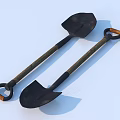Essential Household Shovels With Black Blades Wooden Handles And Metal Loop Grips