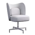 Plush Gray Accent Chair With Comfortable Backrest And Black Wheeled Metal Frame