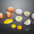 Chicken Eggs Displayed As Whole Broken Shells With Yolk And White Parts