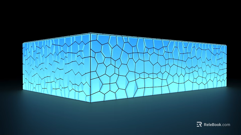 Blue Illuminated Hexagonal Grid Structure With Modern Geometric Design Elements 3d model 