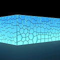 Blue Illuminated Hexagonal Grid Structure With Modern Geometric Design Elements