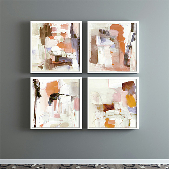 Modern abstract painting simple brown living room abstract decorative painting 3d model