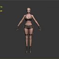 3D Female Character Model With Brown Bikini Top Shorts And Straps Design