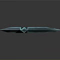 Fantasy Battle Axe With Spiked Blue Blade And Orange Curved Handle