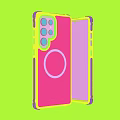 Samsung Protective Phone Case With Purple Border Magnetic Ring And Textured Design