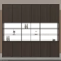 Modern Luxury Wooden Sideboard with Glass Shelves Wine Bottles and Decorative Items