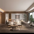Hotel Guest Room Interior Featuring Wooden Furniture TV Decorative Painting Comfortable Bed And Chairs