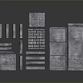 Gray Textured Stone Pavers And Blocks In Various Shapes For Construction
