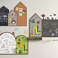Building blocks blackboard wall 3d model