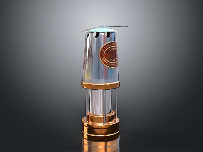 Metallic Decorative Object With Gold Base Glass Shade And Antenna Top Structure 3d model