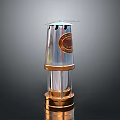 Metallic Decorative Object With Gold Base Glass Shade And Antenna Top Structure