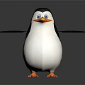 Cartoon Penguin Character With White Body Black Wings Orange Beak And Feet
